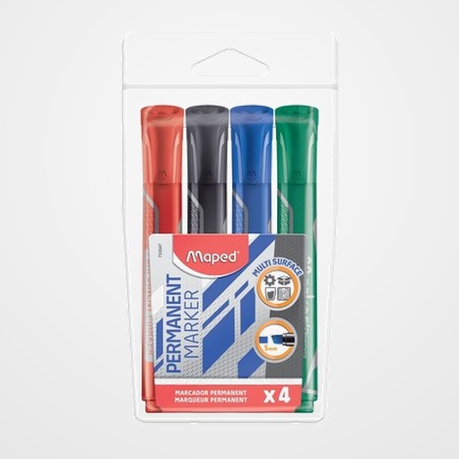 MARCADOR PERMANENTE MAPED JUMBO BISELADO BOLSA de 4