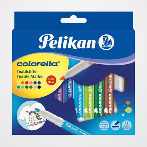 MARCADOR TEXTIL PELIKAN COLORELLA TEXTIL SURTIDO ESTUCHE de 12 (814584)