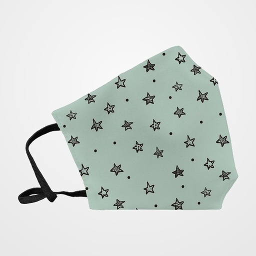 MASCARILLA DE PROTECCION REUTILIZABLE FULI PEQUEÑA TALLA S ESTRELLAS MENTA