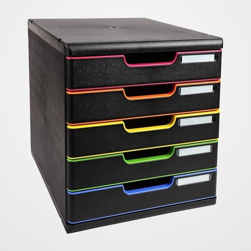 MODULO 5 CAJONES EXACOMPTA A4 CLASSIC 5 COLORES NEGRO/ARLEQUIN