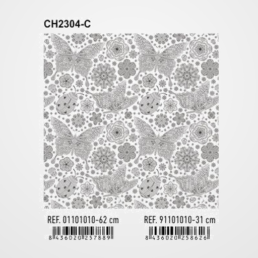 PAPEL de REGALO BOBINA BASIKA 31 cm x 80 m (2 Kg aprox.) TODO AÑO (CH2304-C 31 CM)