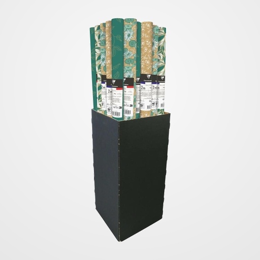 PAPEL de REGALO ROLLO CLAIREFONTAINE 0,7x2 m (CAJA de 30) 70g KRAFT TODO AÑO MY JARDIN