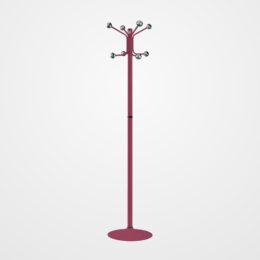 PERCHERO CILINDRO PIE METALICO H-12D 8 BOLAS 175x37 DESMONTABLE BURDEOS