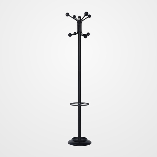 PERCHERO CILINDRO PIE METALICO H-26D 8 BOLAS 174x32 DESMONTABLE CON PARAGÜERO NEGRO